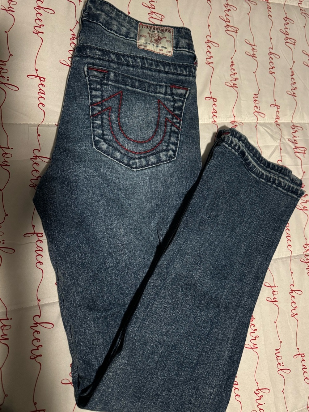 True Religion Kids Blue Denim Jeans with Red Stitching